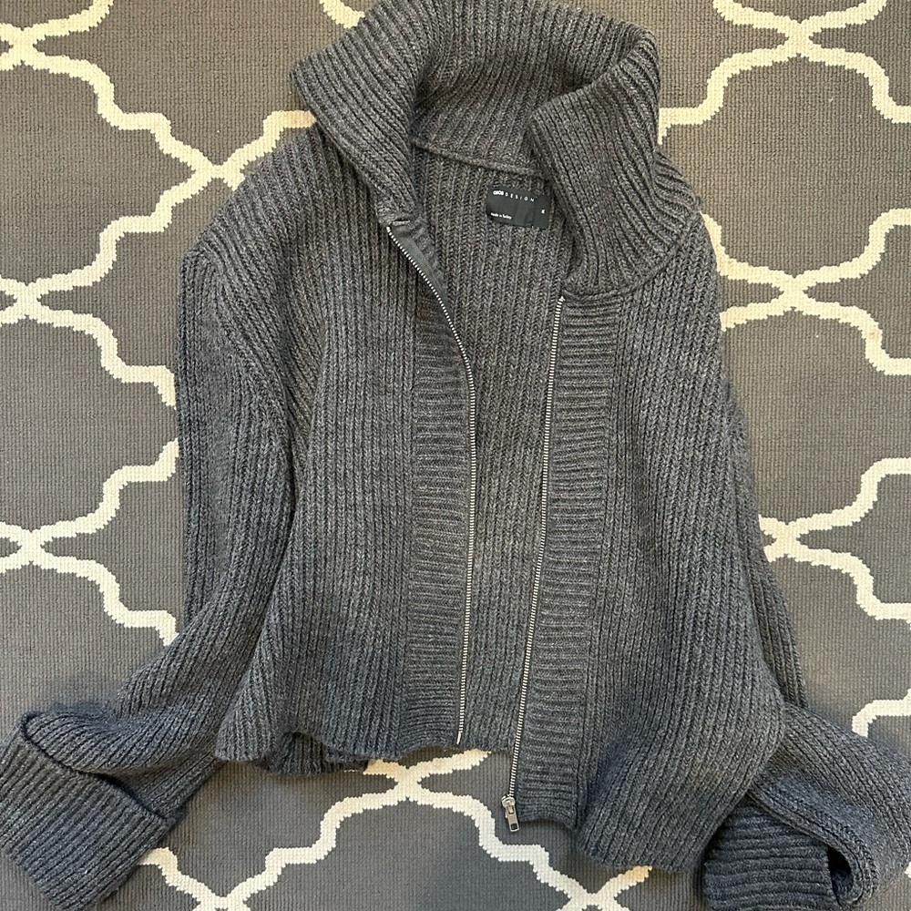 ASOS Gray Ribbed Cardigan - Picture 2 of 9